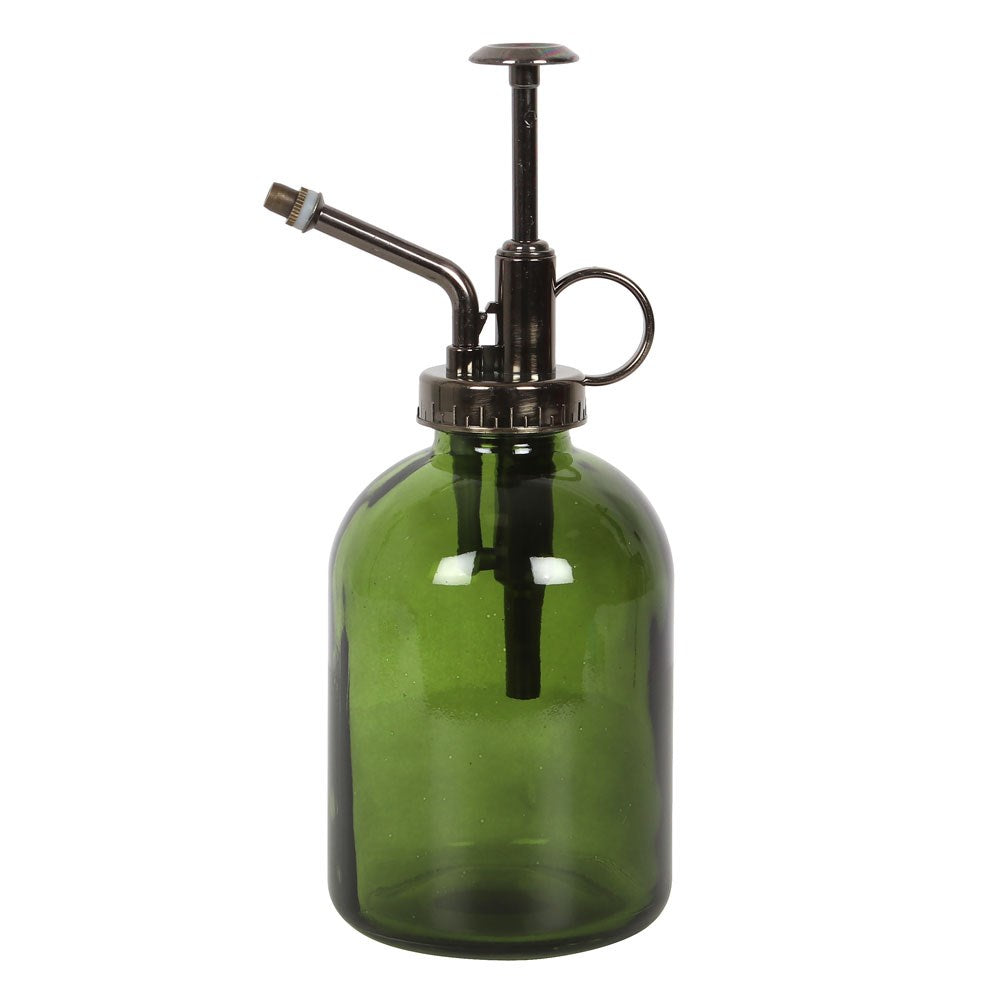 Vintage Pflanzensprüher Glas Grün - weißer Hintergrund