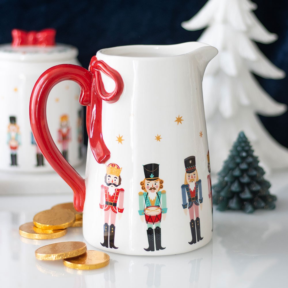 Nussknacker Keramik Blumenkrug mit Schleife Weihnachten