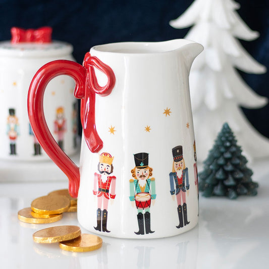 Nussknacker Keramik Blumenkrug mit Schleife Weihnachten