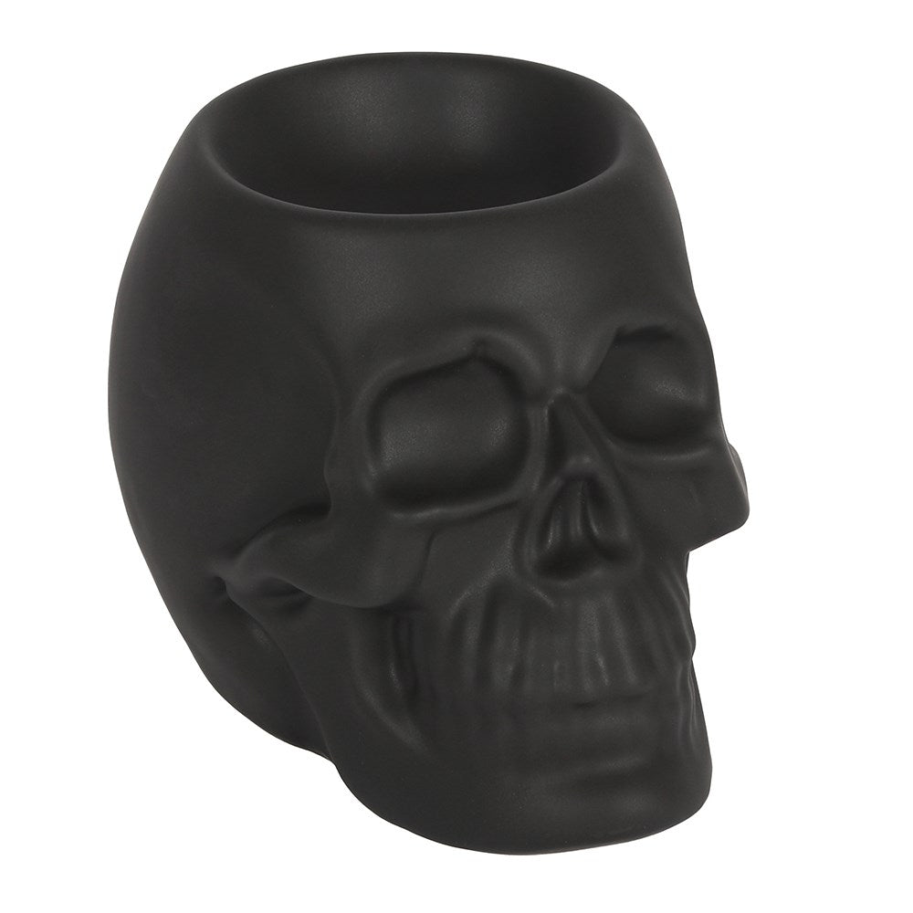 Totenkopf-Duftlampe Anthrazit – 13 cm Skull Wachbrenner Gothic