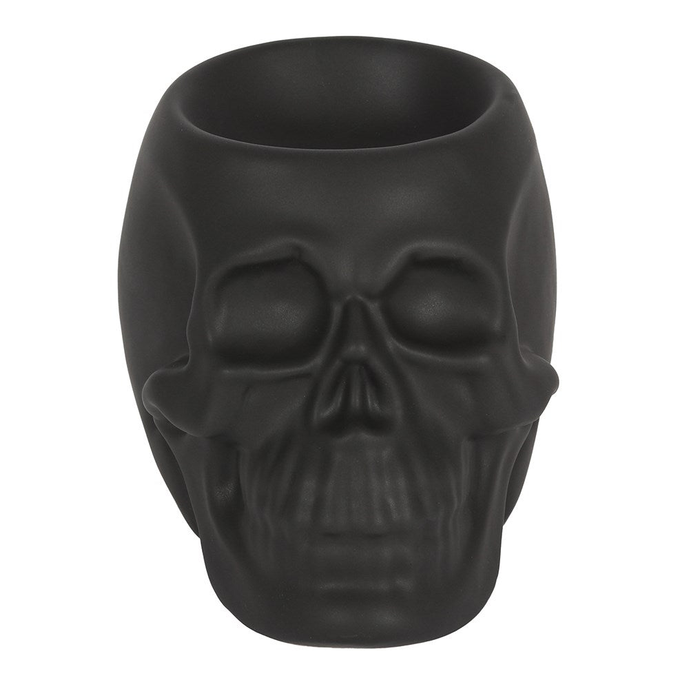 Totenkopf-Duftlampe Anthrazit – 13 cm Skull Wachbrenner Gothic