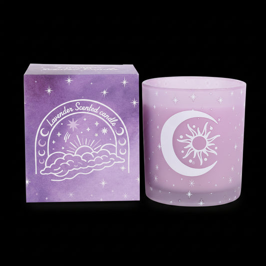 Lavendel Duftkerze im Glas – Mond & Sonne Pastel Geschenkidee