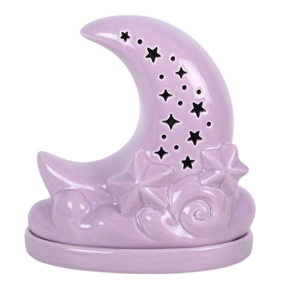 Räucherkegelhalter Mond und Sterne Violett 15 cm Witchy Deko