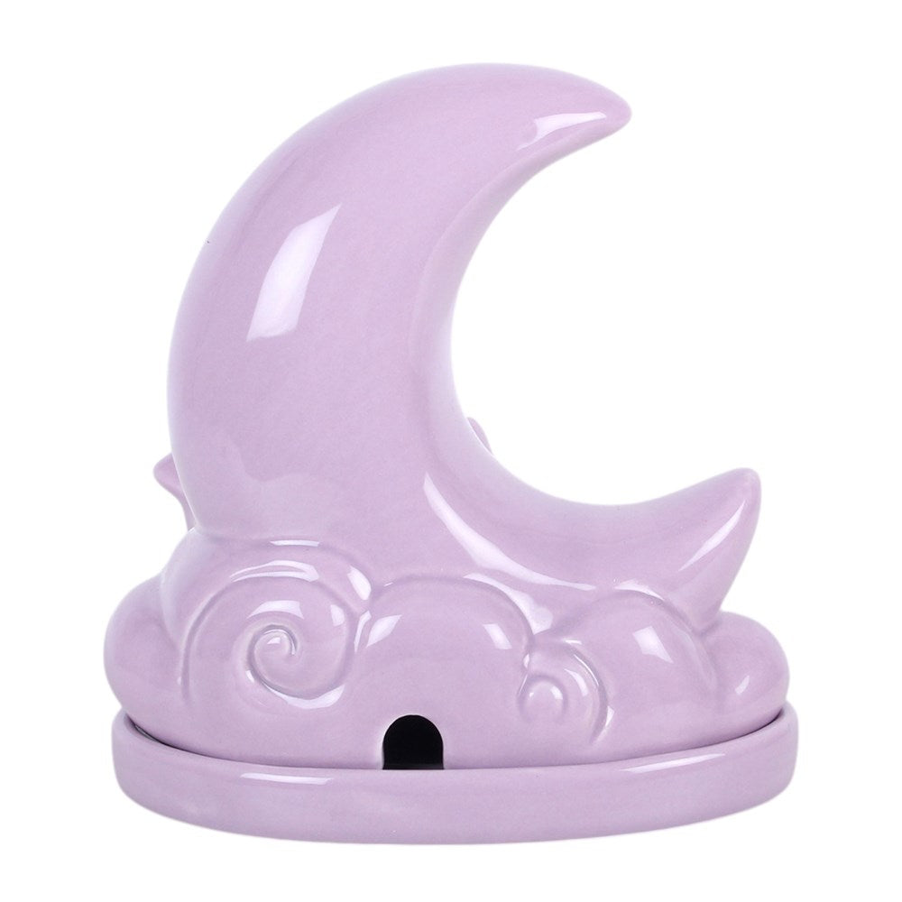 Räucherkegelhalter Mond und Sterne Violett 15 cm Witchy Deko