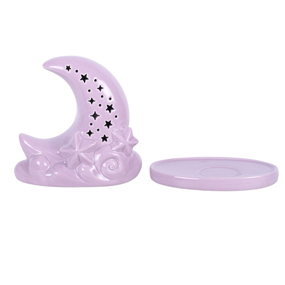 Räucherkegelhalter Mond und Sterne Violett 15 cm Witchy Deko