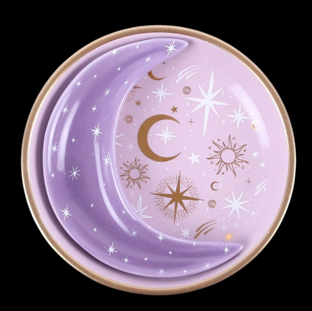 Celestial Schmuckschalen-Set – Draufsicht zusammengesteckt schwarzer Hintergrund
