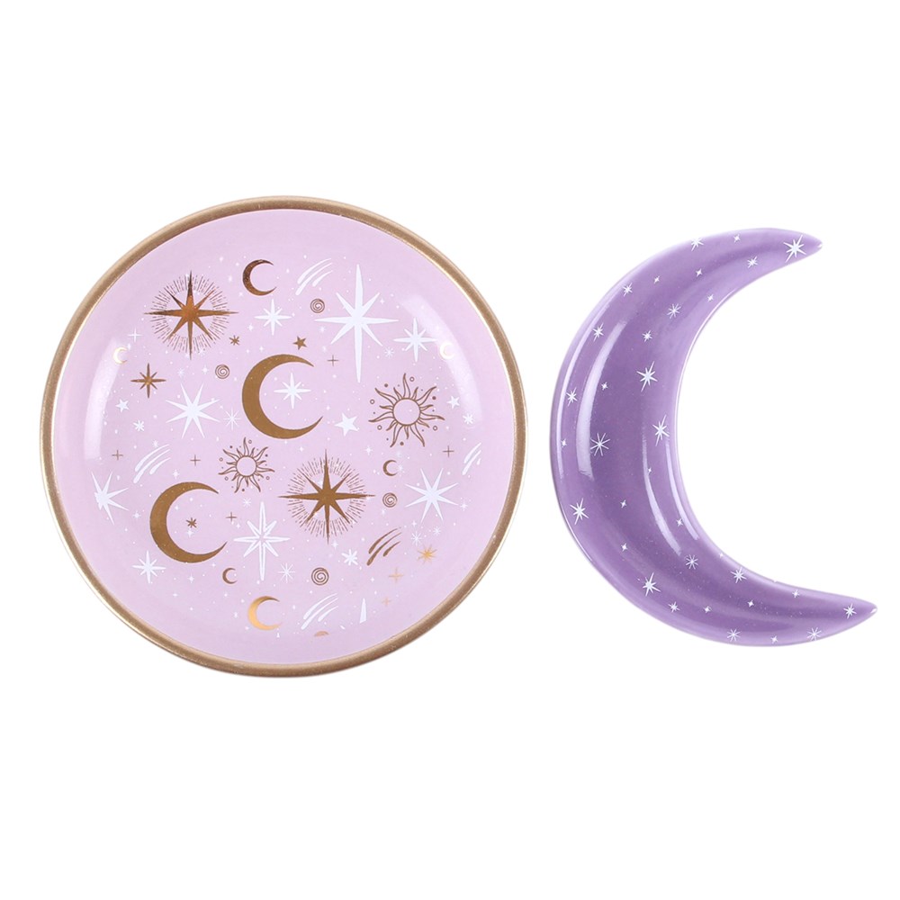 Celestial Schmuckschalen-Set – Rückseite runde Schale & Mondschale getrennt