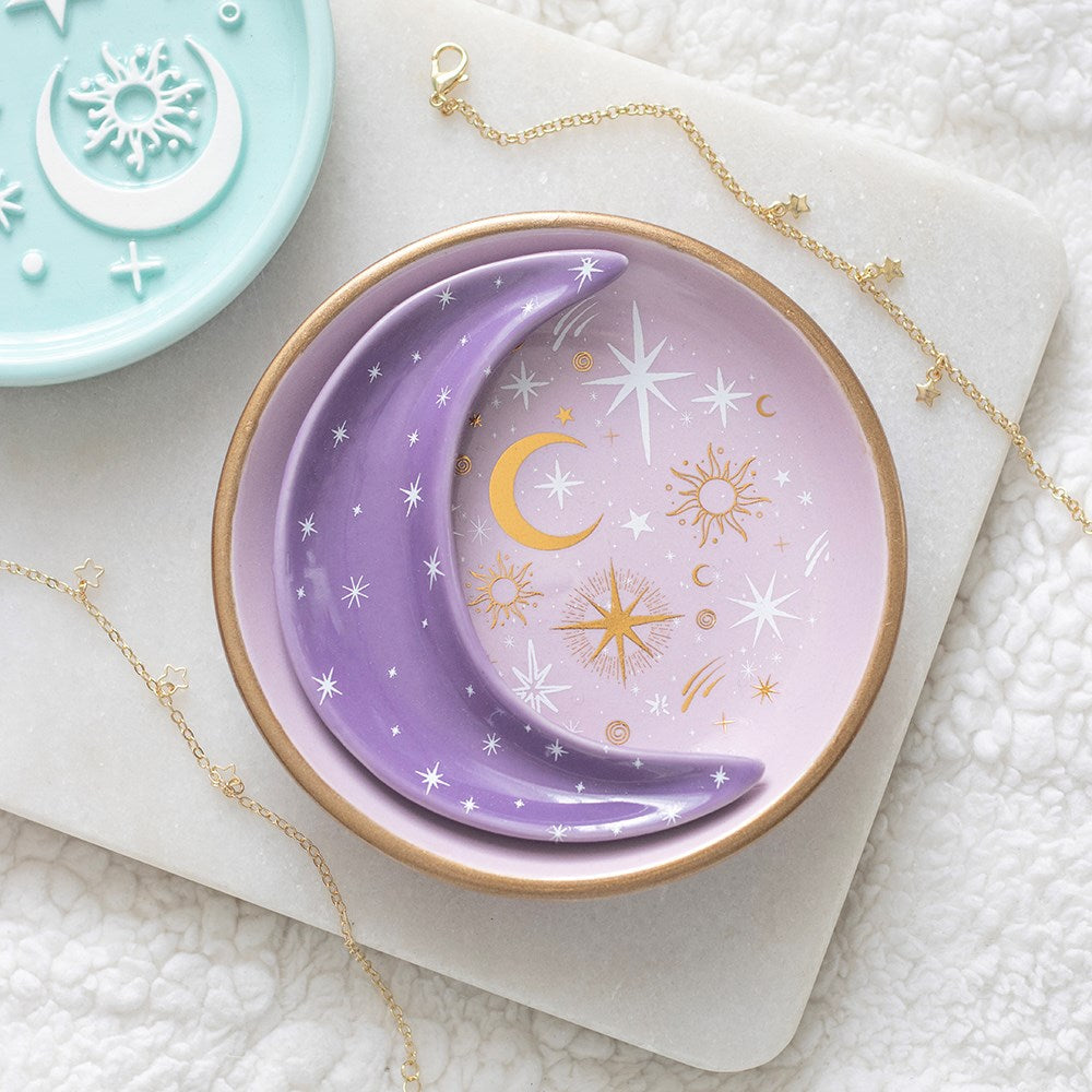 Celestial Schmuckschalen-Set – Lifestyle mit Schmuck auf Marmor