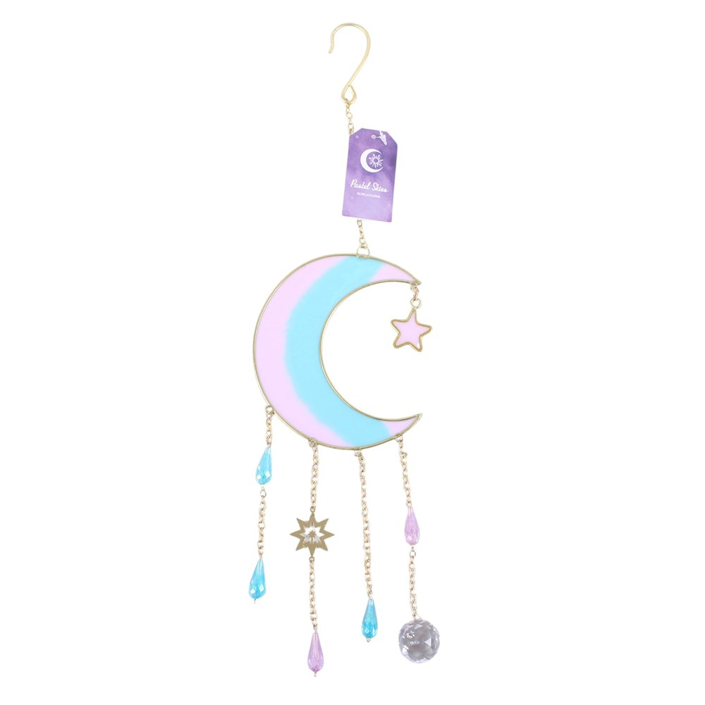 Pastel Skies Moon Suncatcher – Frontansicht mit Pastel Skies Etikett