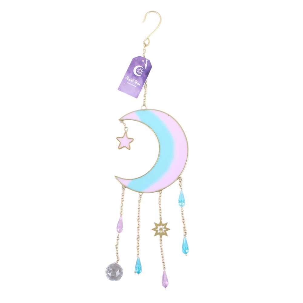 Pastel Skies Moon Suncatcher – Rückseite mit Etikett