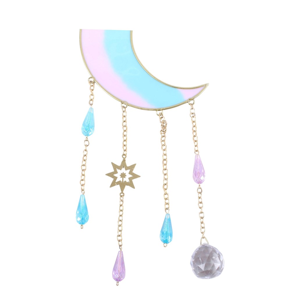 Pastel Skies Moon Suncatcher – Detailansicht Kristallperlen & Sternscheibe
