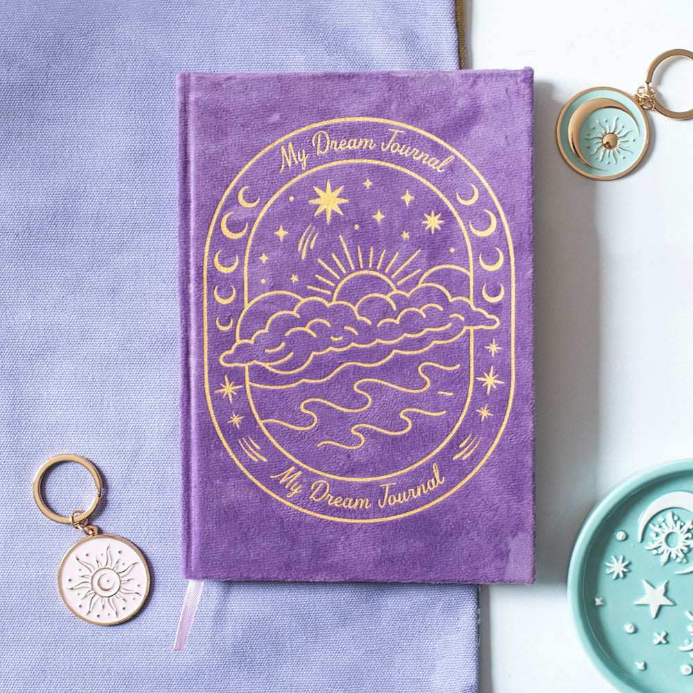 My Dream Journal – Samt Esoterik Notizbuch Violett mit Goldprägung