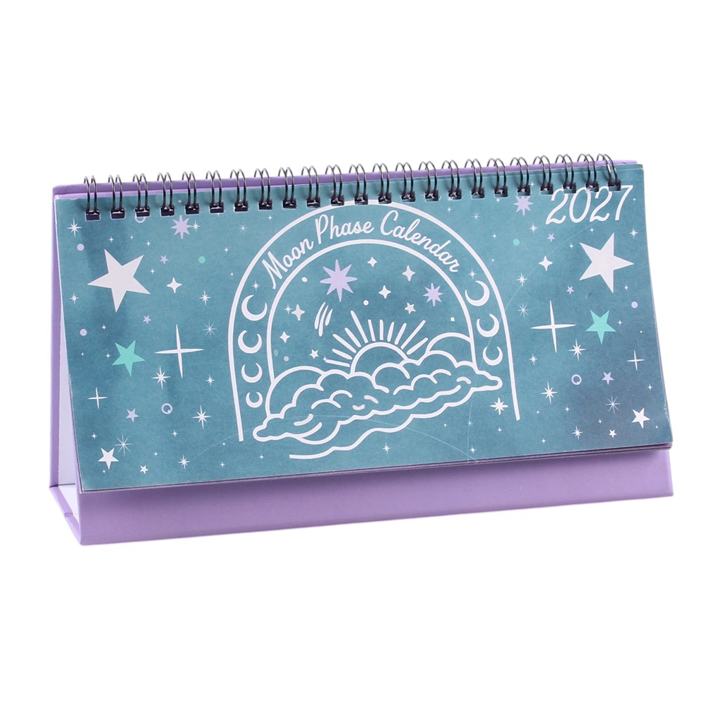 Moon Phase Calendar 2027 – Cover Moon Phase Calendar in Mint & Lila