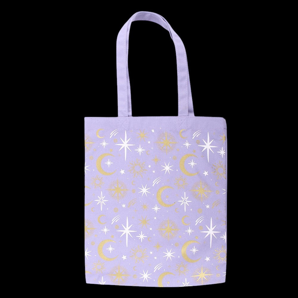 Pastel Skies Celestial Tote Bag – Frontansicht schwarzer Hintergrund