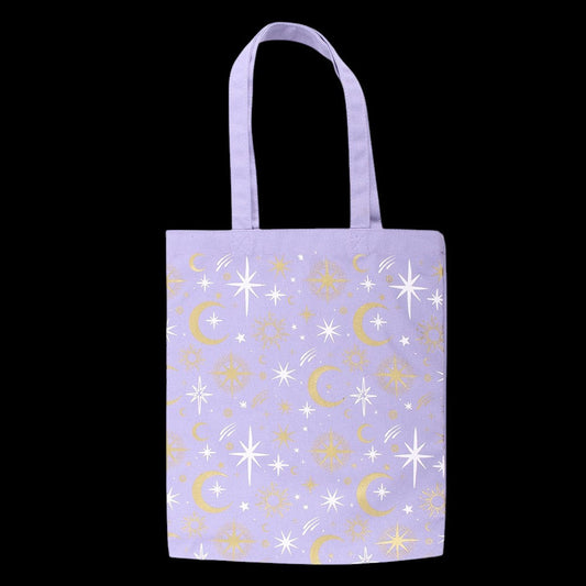 Pastel Skies Celestial Tote Bag – Frontansicht schwarzer Hintergrund