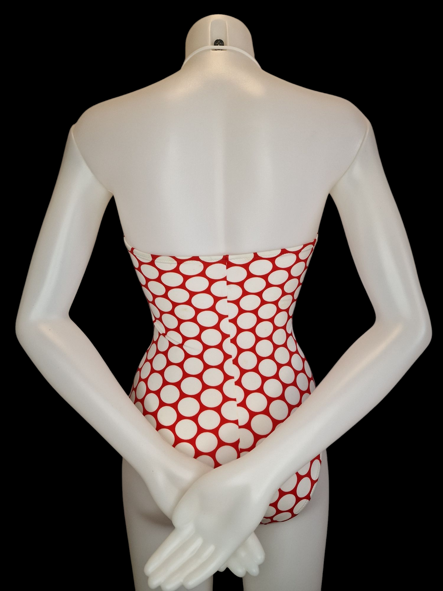 Vintage  La Perla Badeanzug 80er/90er Jahre Rot-Weiß Punkte mit 3D-Schriftzug S/M