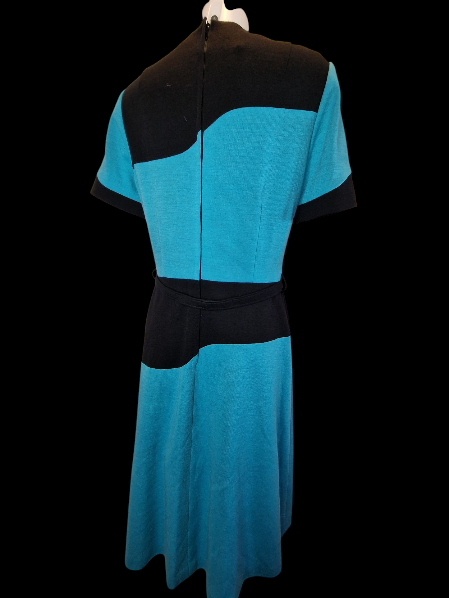 Vintage 60er Jahre Kleid Türkis-Blau mit Space-Applikation J.Hofmann AG