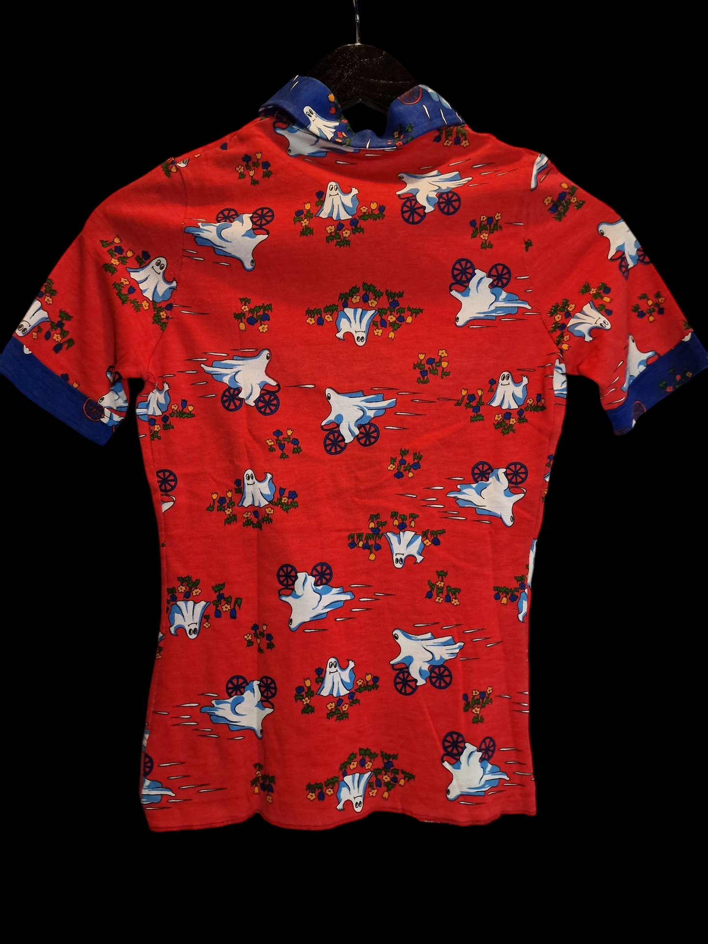 Vintage 60er/70er Jahre Shirt Rot mit Großem Kragen XS