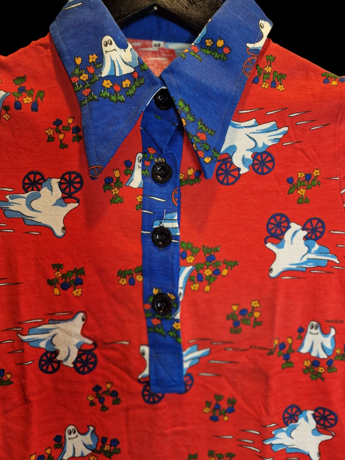 Vintage 60er/70er Jahre Shirt Rot mit Großem Kragen XS