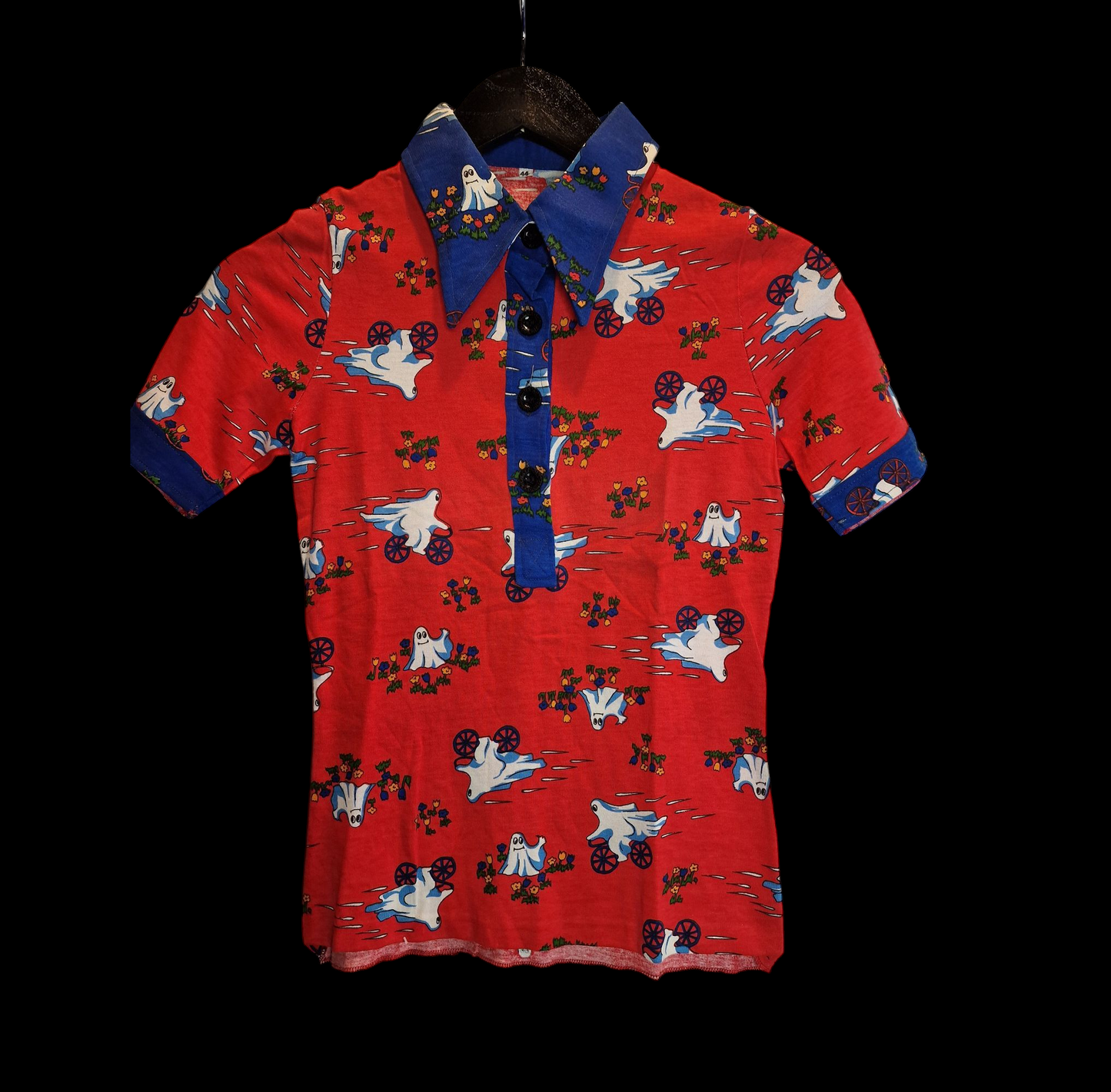 Vintage 60er/70er Jahre Shirt Rot mit Großem Kragen XS