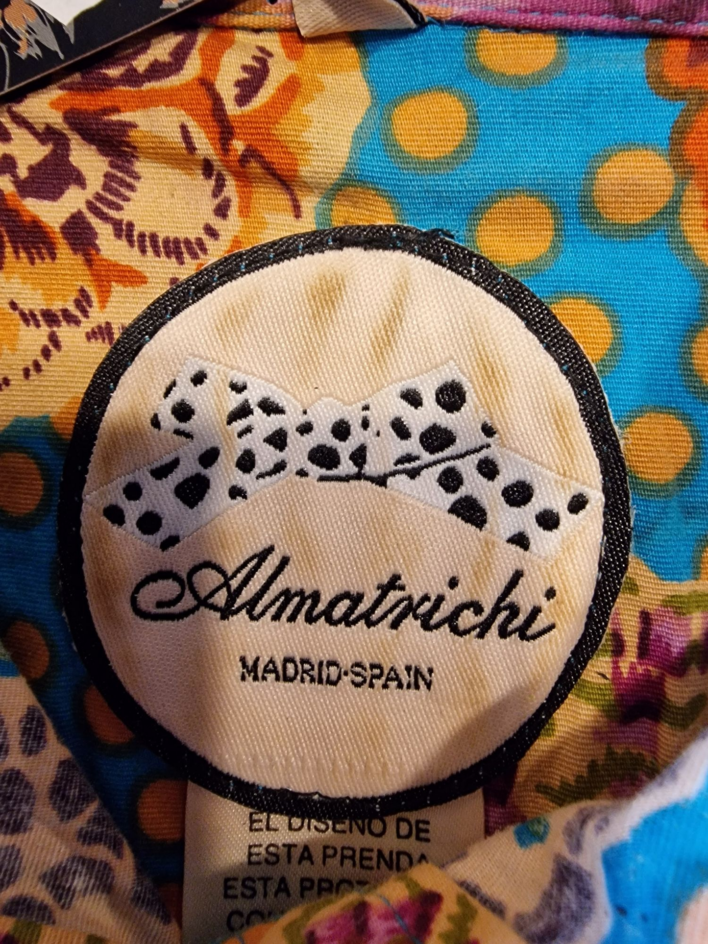 Almatrichi Retro-Kleid - Türkis mit Blumenmuster und Punkten L