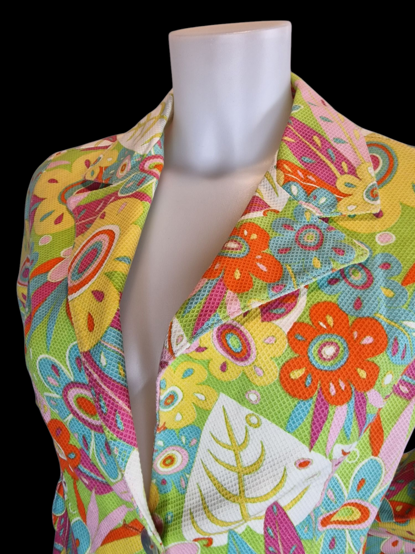 Vintage Jacke 70er Jahre - Bunt mit psychedelischem Blumenmuster S