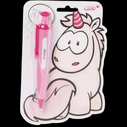 Einhorn Kugelschreiber mit Wechselsprüchen rosa