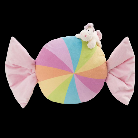 Nici Bonbonförmiges Kissen mit Kuscheltier Einhorn