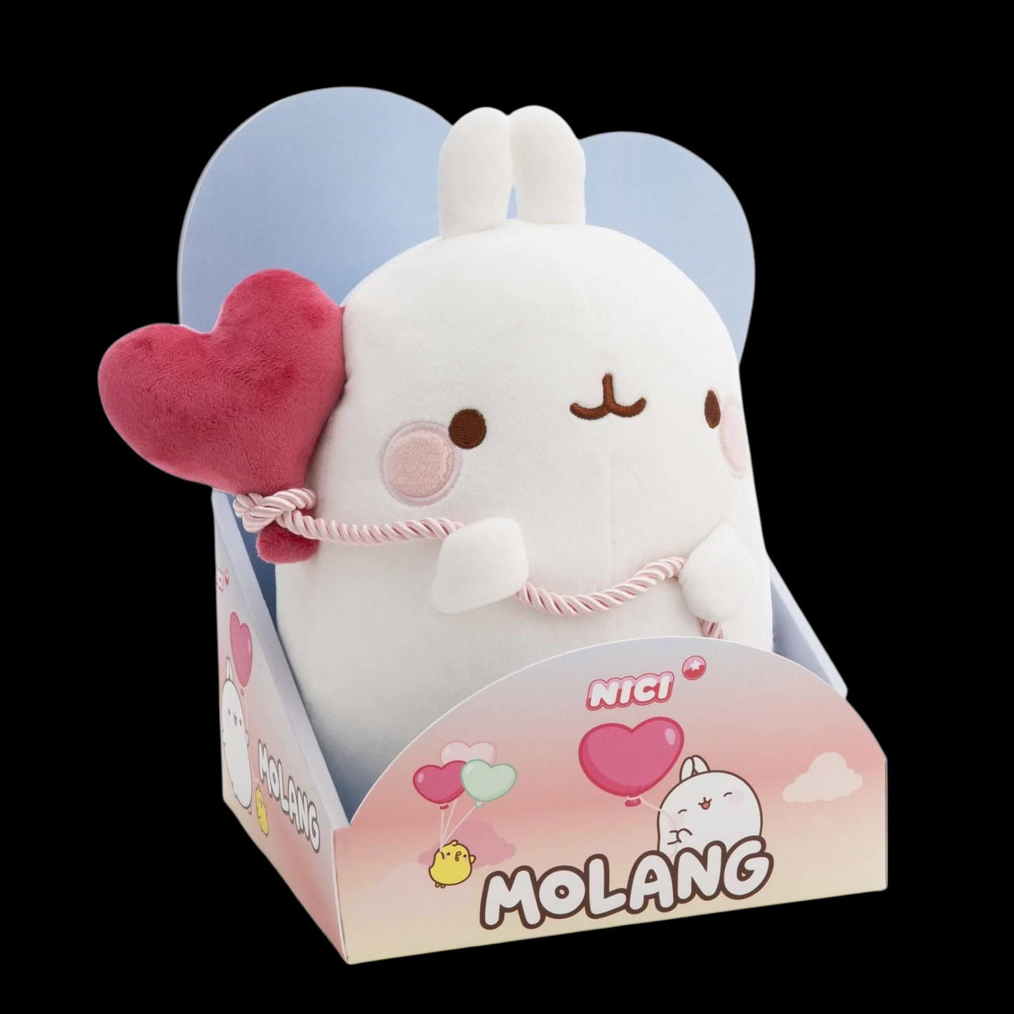 Nici Kuscheltier Molang 24cm mit Herzballon in Geschenkverpackung