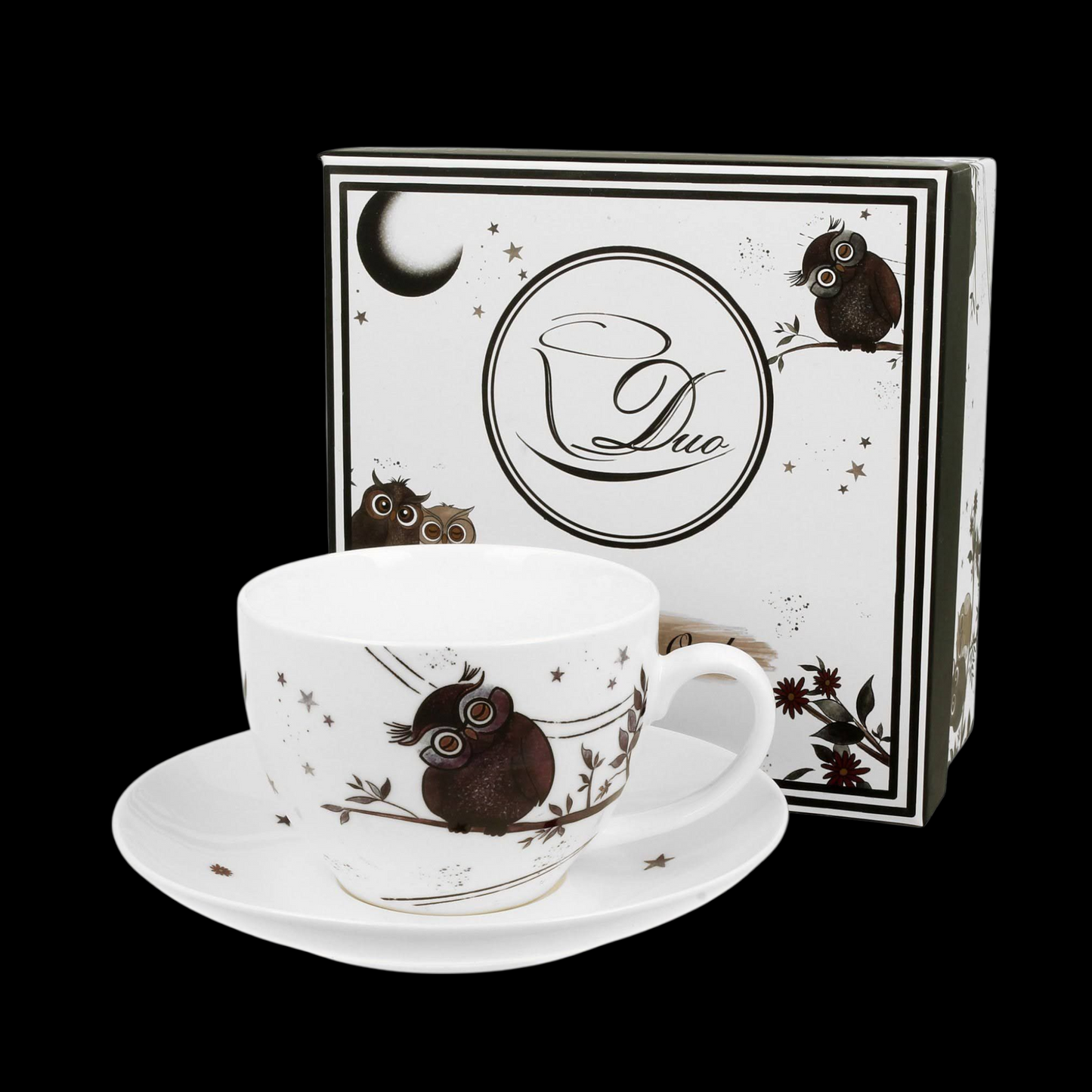 Duo Tasse Eulen Tasse mit Untertasse 250 ml