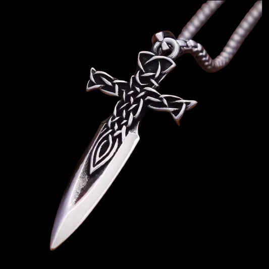 Mystischer Schwert Anhänger mit Kette Edelstahl Wikinger