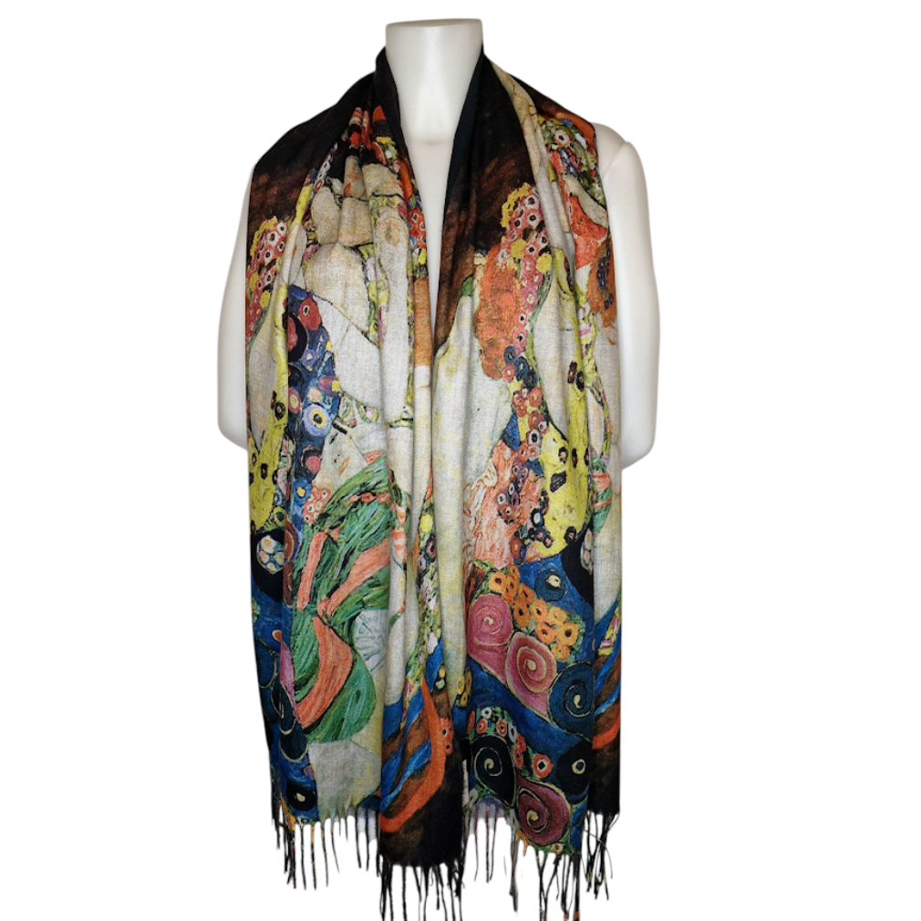 Warmer Schal mit Kunstmuster "Die Jungfrauen" von Gustav Klimt