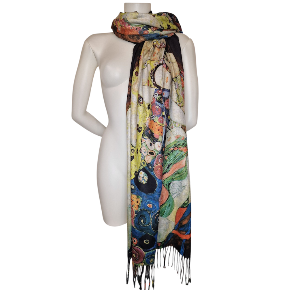 Warmer Schal mit Kunstmuster "Die Jungfrauen" von Gustav Klimt