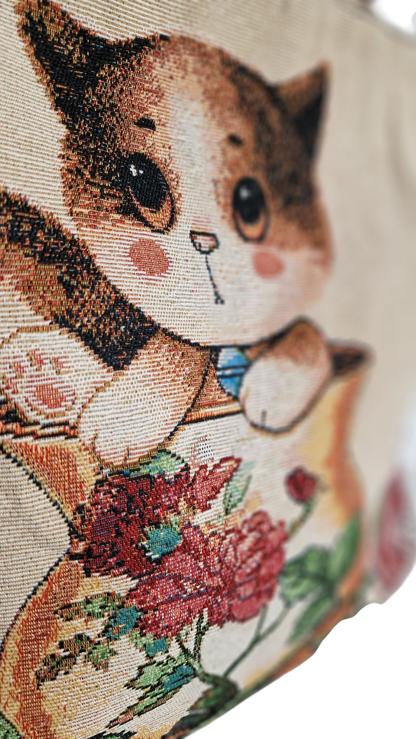 Niedliche Jute Einkaufstasche Katze mit Reißverschluss