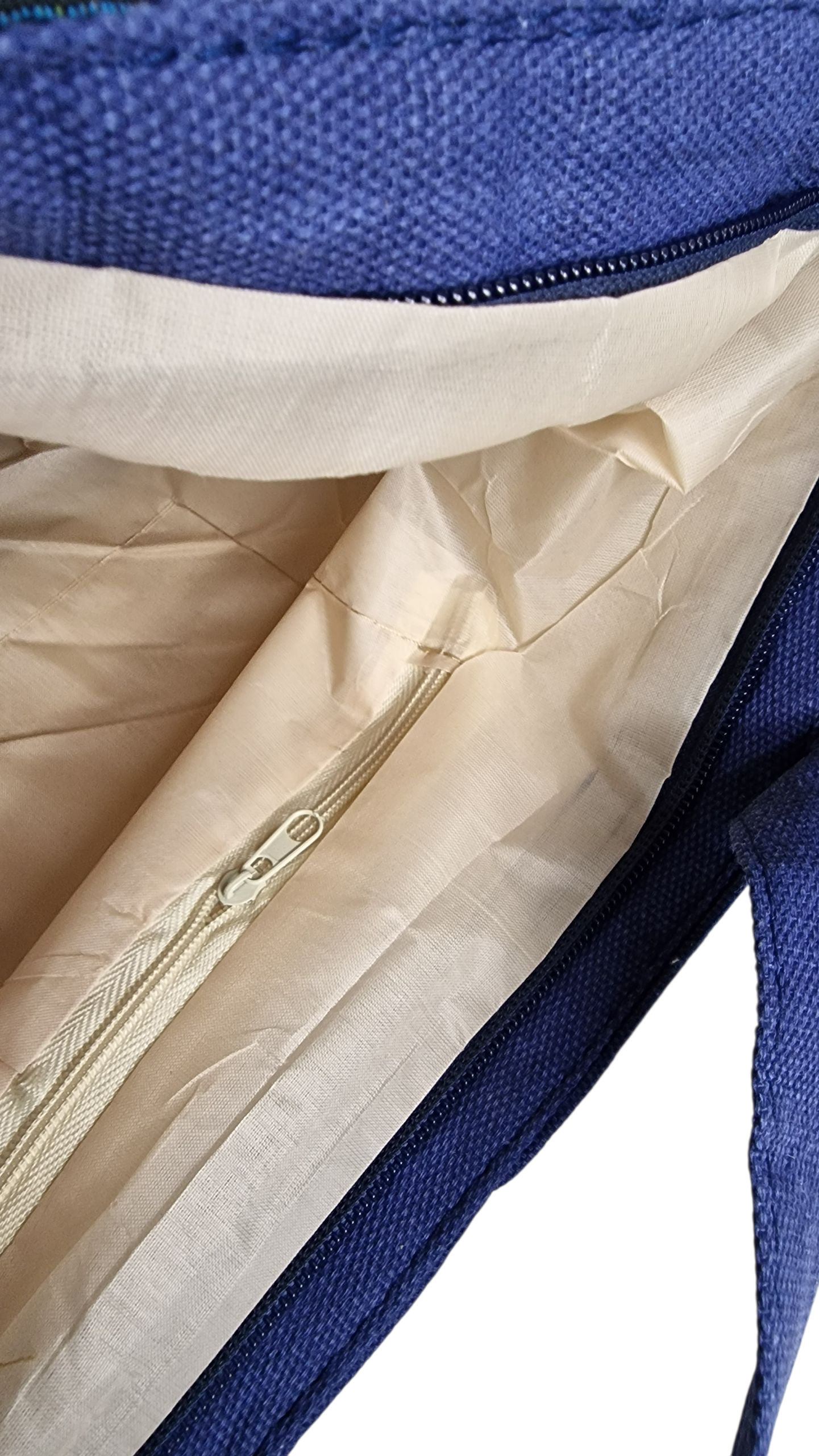 Jute Einkaufstasche Eule mit Standboden und Reißverschluss blau