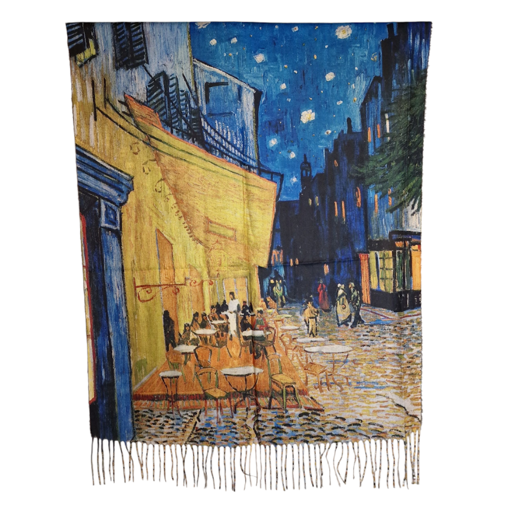 Warmer Schal mit Kunstmuster "Nachtcafé" von "van Gogh"