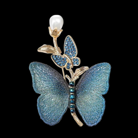 Schmetterlings Brosche vintage in blau-gold