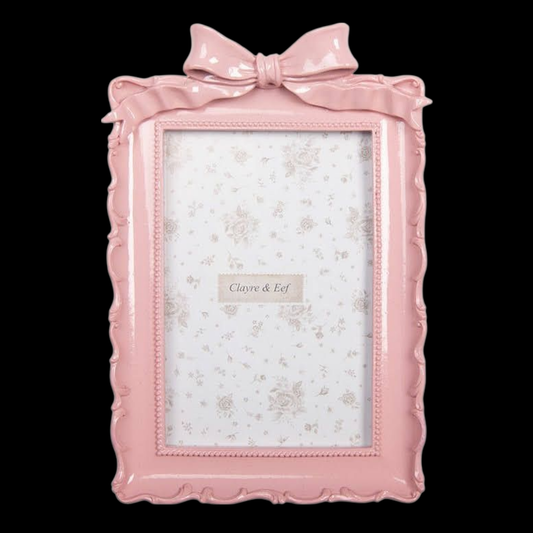 Bilderrahmen vintage in rosa mit Schleife 10 x 15 cm