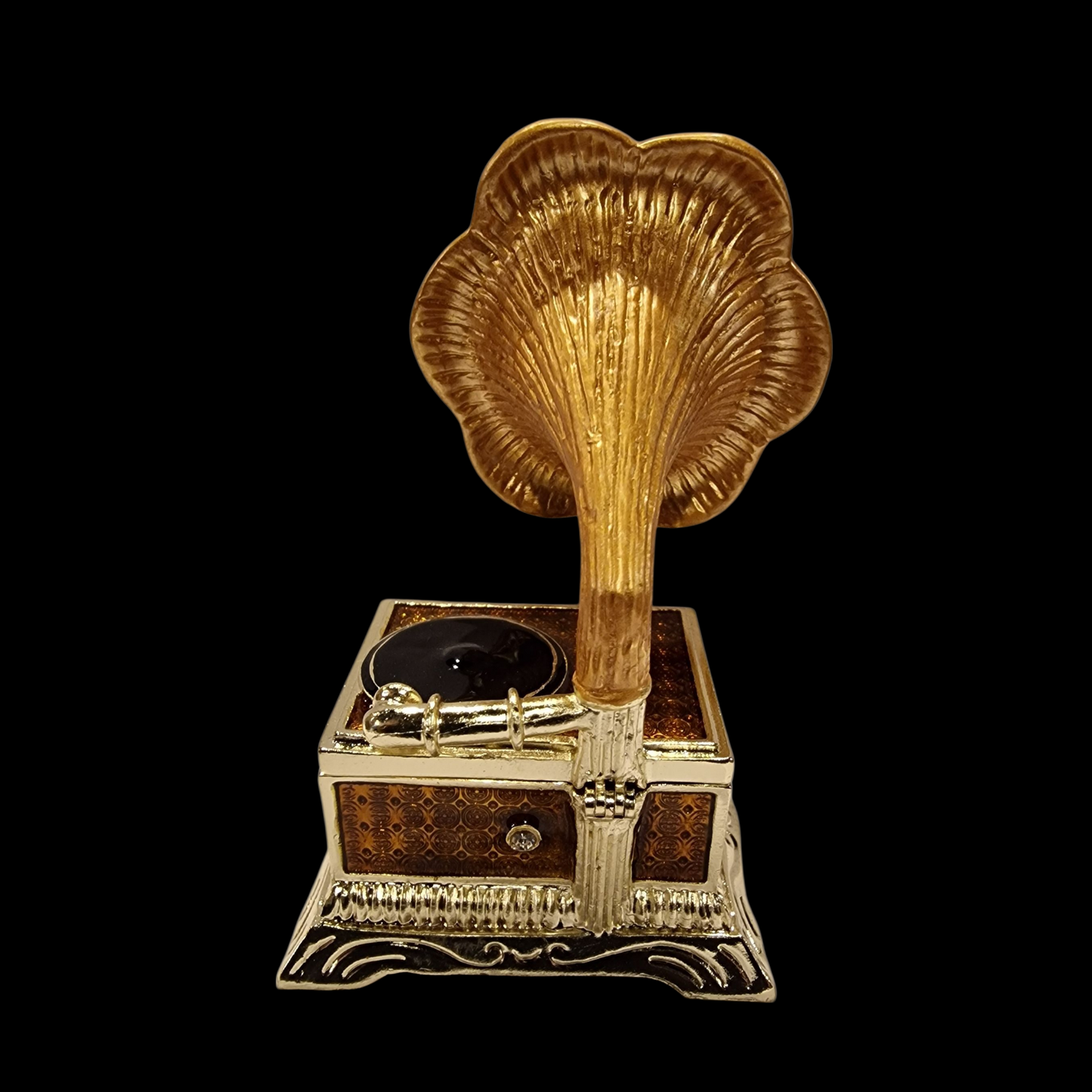 Vintage Schmuckkästchen aus Metall Grammophon