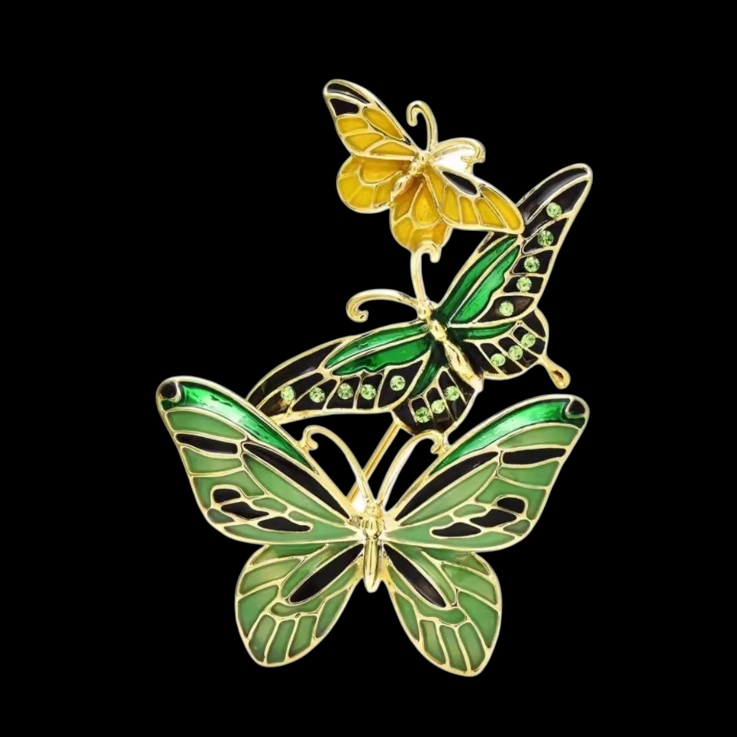 Vintage Brosche Schmetterlinge grün