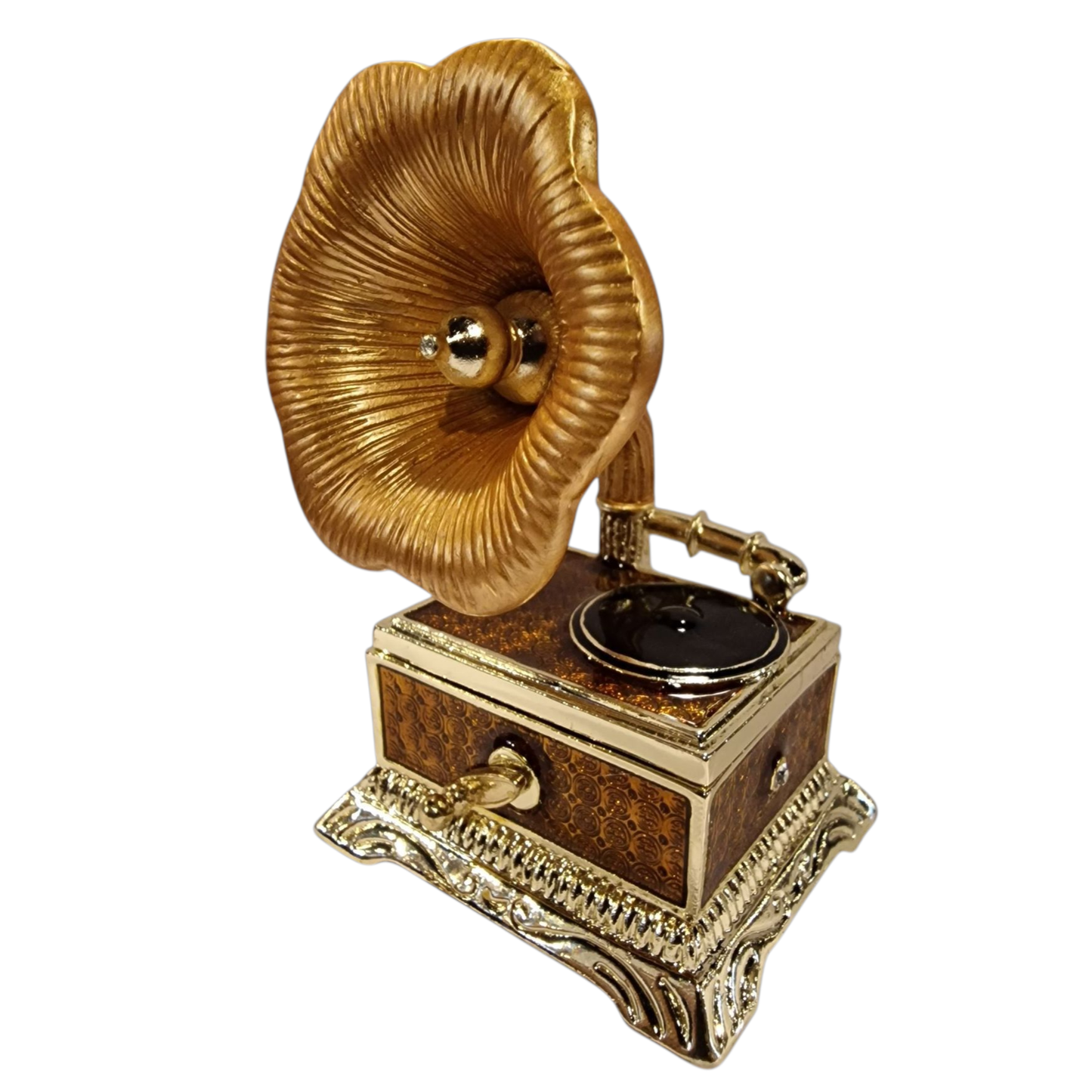 Vintage Schmuckkästchen aus Metall Grammophon