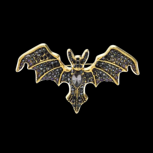 Schwarz goldenen Fledermaus Brosch im Vintagestil