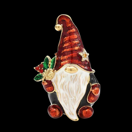 Festliche Brosche kleiner Gnom Weihnachtsbrosche