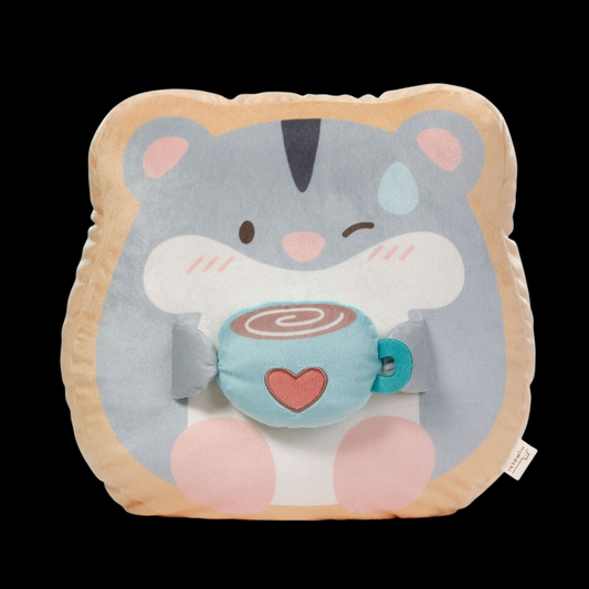 Nici mymochi Kuscheltier 3D Dekokissen KHamster Shai mit Tasse