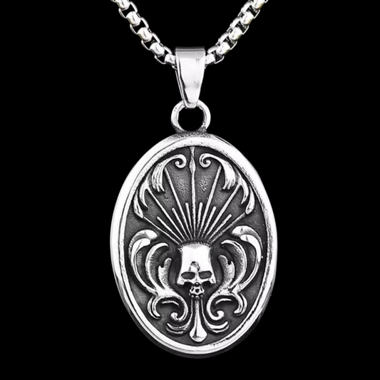 Gothic Edelstahl Halskette Skull oval Kette & Anhänger