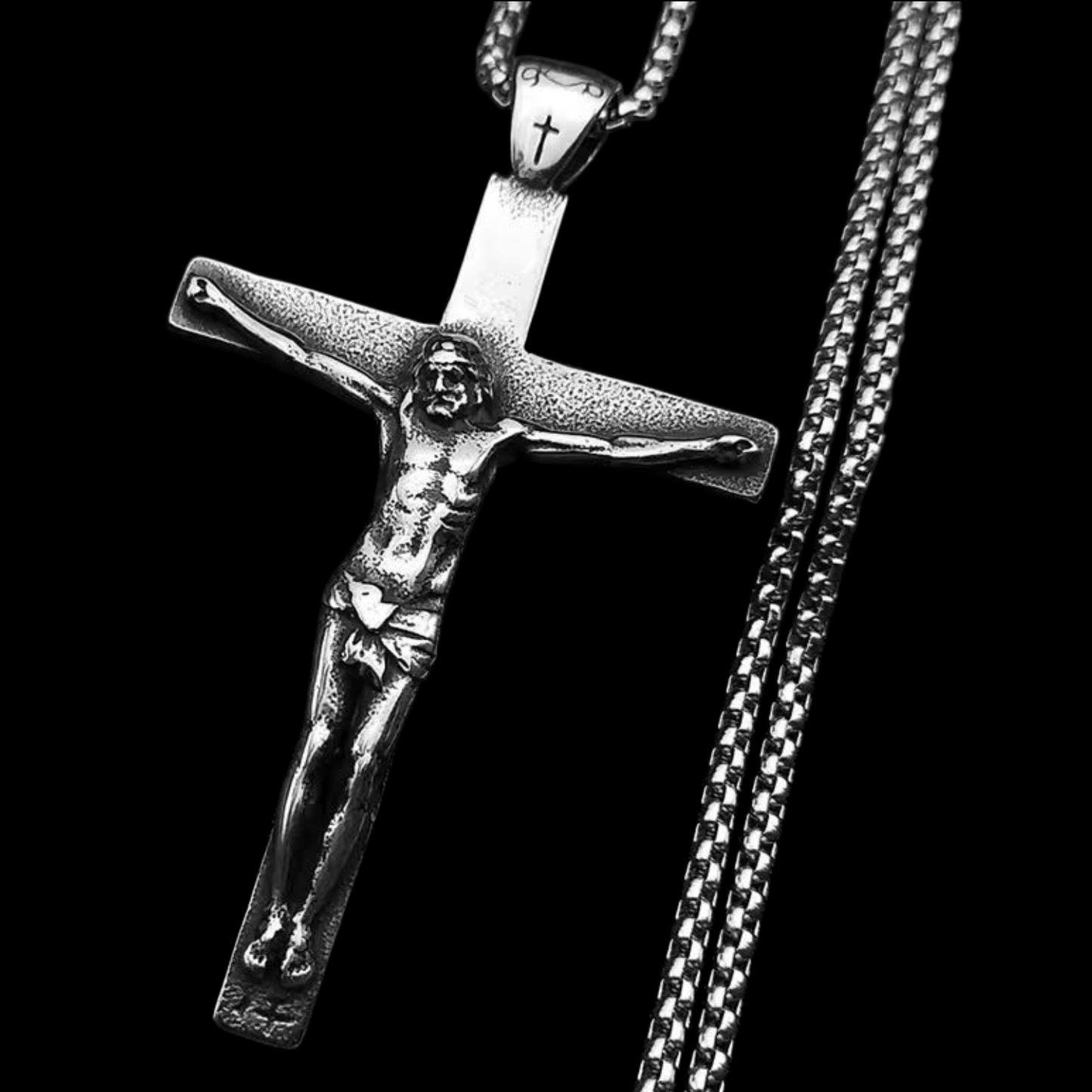 Nostalgische Halskette mit Anhänger "Jesu Christi" aus Edelstahl