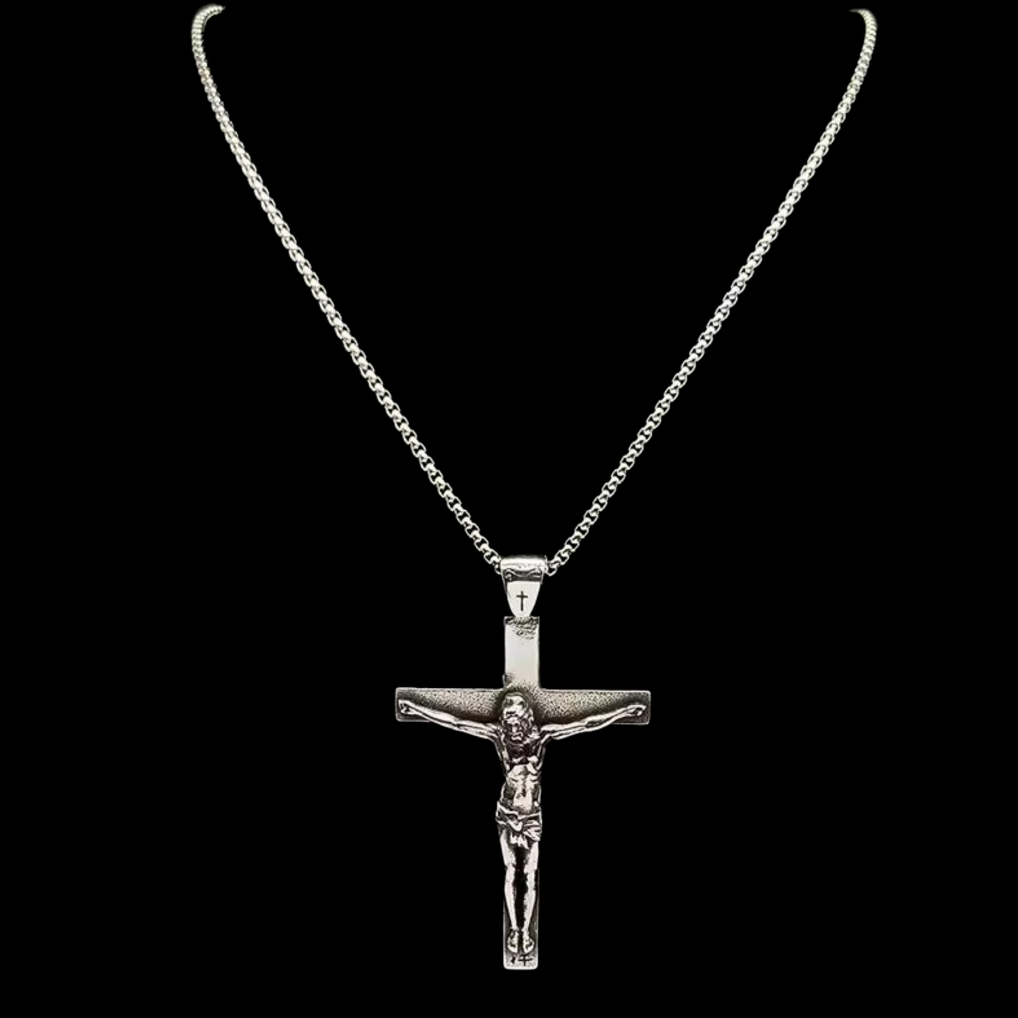 Nostalgische Halskette mit Anhänger "Jesu Christi" aus Edelstahl