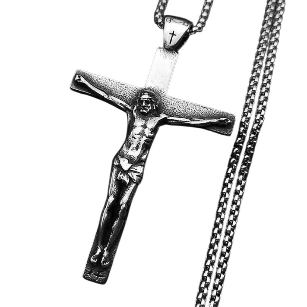 Nostalgische Halskette mit Anhänger "Jesu Christi" aus Edelstahl