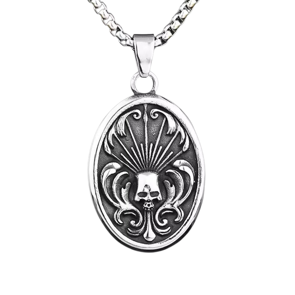 Gothic Edelstahl Halskette Skull oval Kette & Anhänger