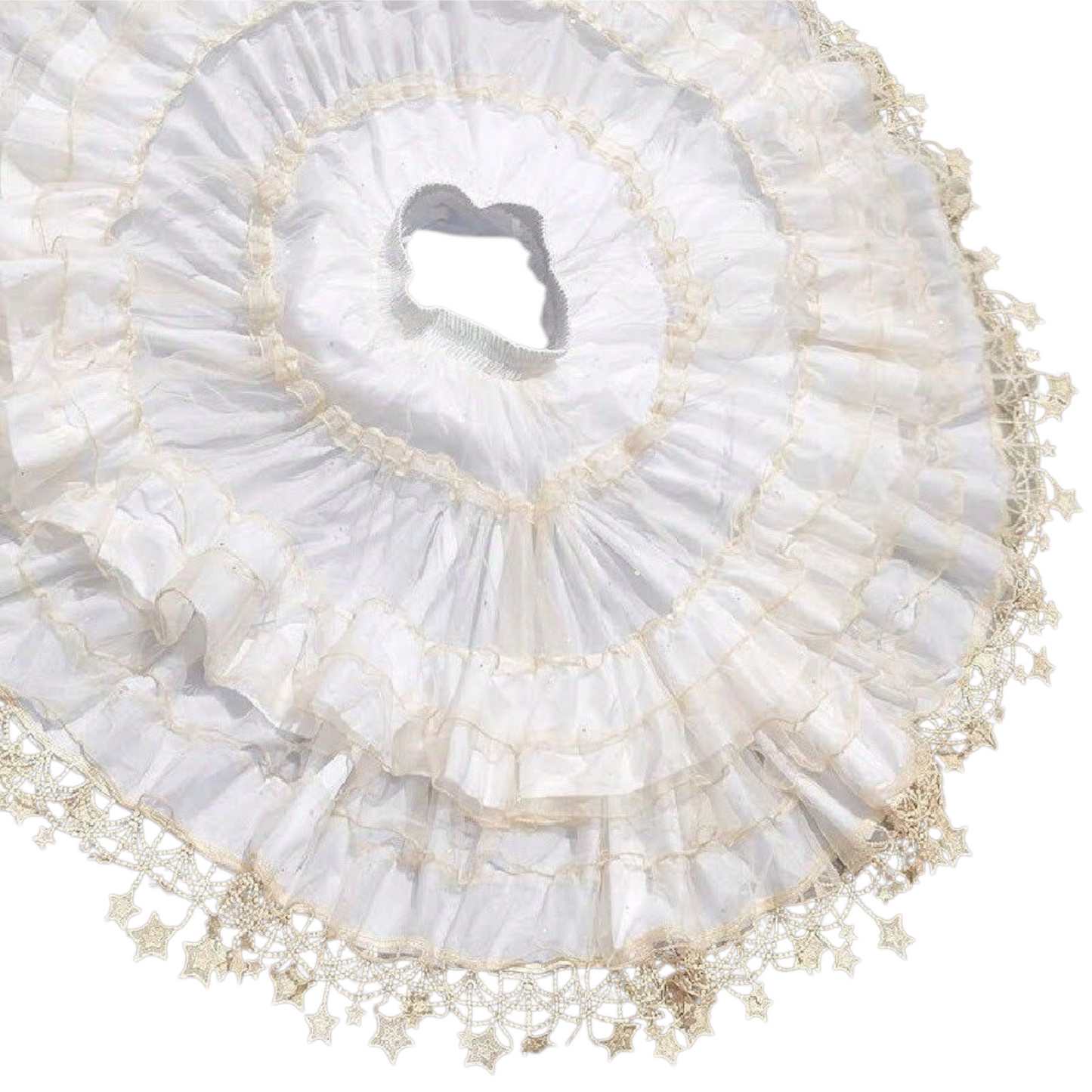 Gothic Lolita Reifrock Krinoline creme mit Sternen und Volant